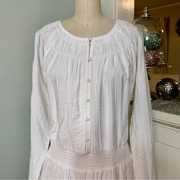 Lane Bryant Textured Shirred-Waist Peplum Top White Plus Sz 24 Spring Summer NWT - Picture 5 of 12